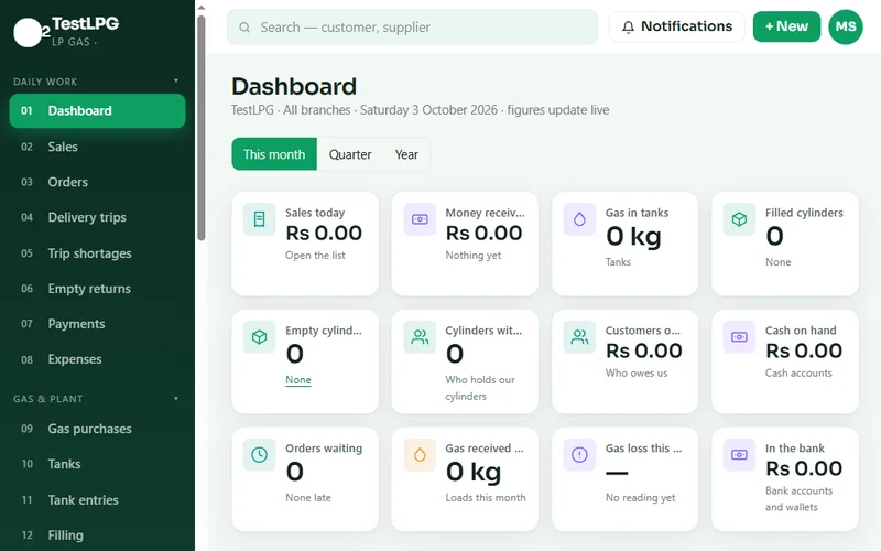JGasFlow Enterprise dashboard on a computer